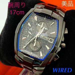 美品☆電池新品☆送料込☆セイコー SEIKO ワイアード WIRED クロノグラフ メンズ腕時計 ブラック/ブルー デルタモデル 7T92-0HT0 AGBV205