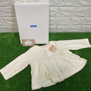 新品 未使用 Amorosa mamma 天使の糸 オーガニックコットン 100％ ベビー服 ギフト 女の子 日本製 リボンカーディガン 出産祝い