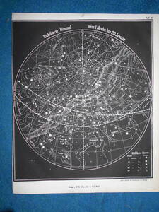 即決1850年頃ドイツ版『スミス図解天文学図27　秋の星座』天文暦学書アンティーク、星図、星座早見盤　Astronomy, Star map, Planisphere