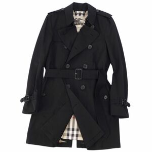 極美品 バーバリー BURBERRY コート トレンチコート THE KENSINGTON ケンジントン 英国製 アウター メンズ 44 ブラック cf01do-rm05f08599