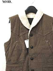 1 ￥18,900 新品 【NO ID. VEST ART No. 826017-536V BEIGE ノーアイディー コーデュロイ裏ボアワークベスト ジャケット ベージュ】