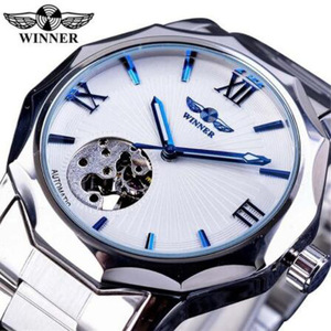 腕時計 メンズ WINNER 高級海外ブランド ルミナス 機械式 ステンレス 選べる4色 ビジネス 964 シルバー