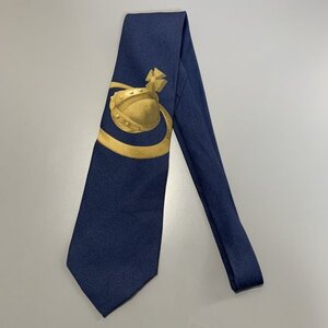 1円〜　Vivienne Westwood MAN　ヴィヴィアンウエストウッドメン　ネクタイ　ネイビー　オーブ　シルク　C3282