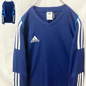 グッドデザイン！adidasアディダス プルオーバージャージピステ スポーツパフォーマンスロゴ 三本線スリーストライプ ブルー×サックス