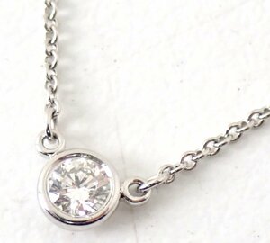 4.4mm 美品 ティファニー 0.17ct Pt950 プラチナ950 バイザヤード ネックレス ダイヤ ダイヤモンド 4482