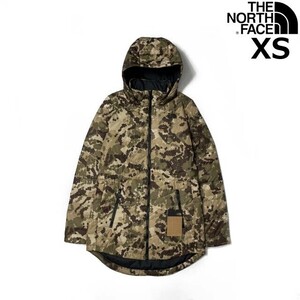 1円～!売切!【正規新品】THE NORTH FACE◆W TAMBURELLO PARKA 中綿ジャケット US限定 ロゴ刺繍 アウトドア キャンプ(XS)緑 総柄 190122-25