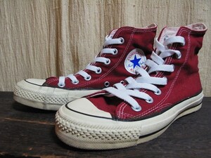 80s 銀箱 USA製 オリジナル ビンテージ コンバース オールスター 当て布 キャンバス ハイカット 22 cm マルーン converse allstar