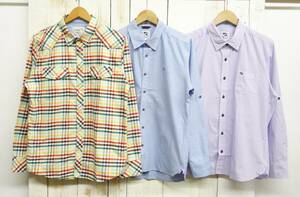 アーノルドパーマー ARNOLD PALMER 　シャツ　3 size 3点 ＊ストライプ ワイシャツ生地 パープル　＊ダンガリー ＊ウェスタン チェック