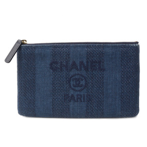 シャネル バッグ レディース メンズ ポーチ マルチポーチ カーフ ネイビー CHANEL 中古