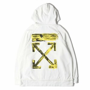 OFF-WHITE オフホワイト パーカー サイズ:L 19AW ペンキ アロー オーバーサイズ スウェットパーカー ACRYLIC ARROWS OVER HOODIE ホワイト