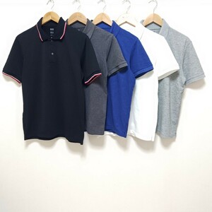 お得!!【まとめ売り】 半袖 ポロシャツ 5着 セット UNIQLO ユニクロ シンプル 無地 ゴルフ きれいめ 黒 紳士 メンズ サイズ M/Y15975jg