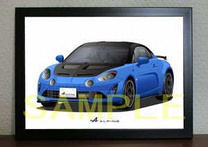 ALPINE アルピーヌ A110R Blue デジタルイラスト A4 自動車アート ルノー RENAULT