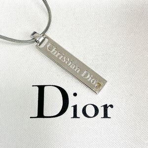 クリスチャン ディオール Christian Dior ネックレス ペンダント プレート ブランド ロゴ シルバー アンティーク ヴィンテージ 銀色 刻印