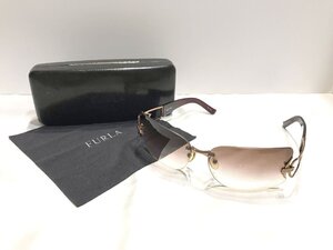 ■【YS-1】 状態良好 ■ フルラ FURLA サングラス ■ アイウエア リムレス レッド系 × ゴールド系 ■ イタリア製 【同梱可能商品】■D