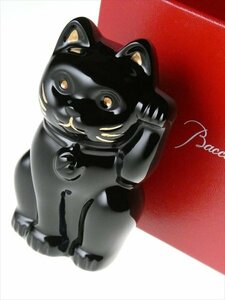 N943 Baccarat バカラ クリスタル ラッキーキャット 招き猫 ミッドナイトブルー フィギュリン オブジェ 飾物