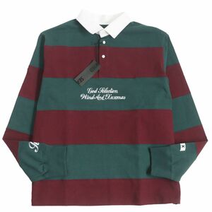 未使用品●ウィンダンシー×ゴッドセレクション Rugby Shirt WDS-XXX-21A-06 ボーダー ラグビーシャツ グリーン×ボルドー M 正規品 メンズ