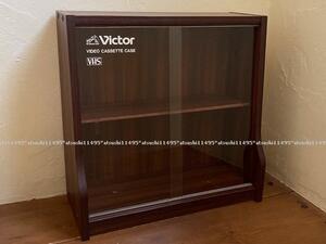 80年代 当時物 Victor ビクター 犬 ニッパー 木製×ガラス ショーケース 昭和レトロ 陳列ケース 飾り棚 陳列棚 店舗什器 ヴィンテージ