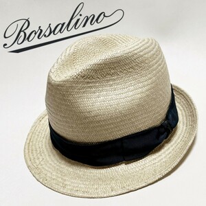 《Borsalino ボルサリーノ》新品 イタリア製 春夏モデル キート パナマハット 麦わら帽子 ショートブリム 57(M)S0317