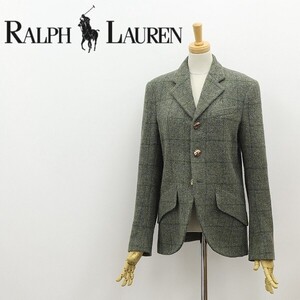 ◆RALPH LAUREN ラルフローレン アルパカ混 チェック柄 ツイード ウール 3釦 ジャケット 4