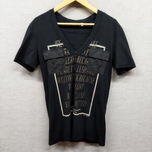 L463 BUFFALO BOBS バッファローボブズ 半袖 Tシャツ Vネック カットソー 1 ブラック 英字 ロゴ プリント Y2K お兄 渋谷系 ミリタリー