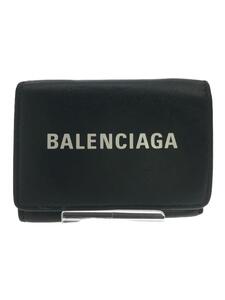 BALENCIAGA◆2つ折り財布/レザー/BLK/無地/メンズ/505055・1060