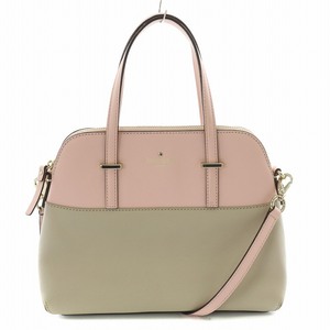 ケイトスペード KATE SPADE 2WAY ハンドバッグ ショルダーバッグ バイカラー ロゴ プリント レザー 牛革 ピンク グレー /BB レディース