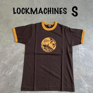 【LOCK MACHINES】プリントTシャツ（S）バックロゴ＊綿100%＊茶色