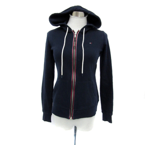 トミーヒルフィガー TOMMY HILFIGER ジャケット パーカー ミドル丈 ジップアップ XS 紺 ネイビー /YS14 レディース