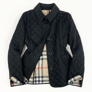 Da15 BURBERRY LONDON バーバリー キルティングジャケット 中綿ジャケット ノバチェック 40 Lサイズ ブラック レディース アウター