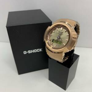 【極美品】 G-SHOCK CASIO カシオ 電波ソーラー 時計 腕時計 メンズ ユニセックス ステンレス ピンクゴールド AWM-500GD-4AJF