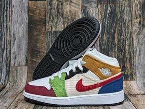 残少 22.5cm/3.5Y NIKE AIR JORDAN 1 MID SE GS “Multi Collar” 検 DR6957-100 エアジョーダン ミッド マルチカラー/白/黒/赤/青/緑