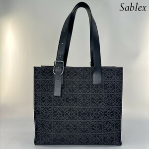 1円【新品同様】LOEWE ロエベ バックルトート BUCKLE ANAGRAM TOTE ハンドバッグ トートバッグ キャンバス レザー ブラック B692L09X03