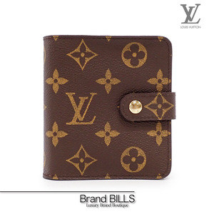 未使用品 LOUIS VUITTON ルイヴィトン コンパクトジップ コンパクトウォレット 折り財布 M61667 モノグラム ブラウン ゴールド金具