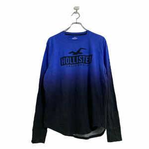 HOLLISTER 長袖 プリント Tシャツ L ブルー ネイビー グラデーション ロンT ロングTシャツ 古着卸 アメリカ仕入 a603-6624