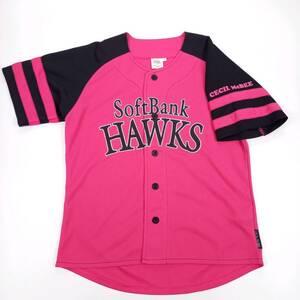 レディースM CECIL McBEE × SoftBank HAWKS ソフトバンクホークス ユニフォーム Tシャツ ピンク 半袖 リユース ultralto ts2310