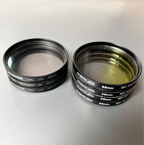 マルミ&ハクバ 58mm フィルター７枚 中古実用品セット［Marumi MC-UV MC-1B MC-NORMAL GC-YELLOW］［HAKUBA MC UV ×２ MC SKYLIGHT 1B］