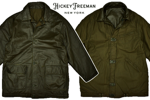 A-4154★Hickey-Freeman ヒッキーフリーマン★米国セレブ イタリア製 リバーシブル 本革 羊革 ラムレザー ジャケット ハーフコート 50