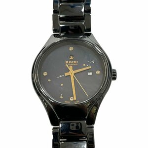 【中古美品】 RADO ラドー TRUE トゥルー オートマティック ダイヤ R27242842 ブラック ウォッチ 腕時計自動巻き 箱あり A48590RE