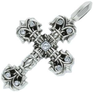 クロムハーツ Chrome Hearts タイニーフィリグリー PAVEダイヤ/チャーム/シルバーネックレストップ 中古 SJ02