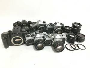 ☆ フィルム一眼レフカメラ まとめ 2 ☆ OLYMPUS OM-2N + OM-1 + Nikon FG + FM2 + FE + Canon EOS7 他レンズ9本 オリンパス ニコン 