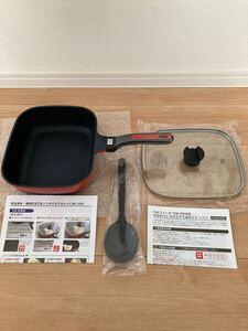 【新品】お値打ち商品 ベルフィーナ マルチパンスクエア 3点セット Bellfina 調理器具 レッド フライパン 取扱説明書付き 