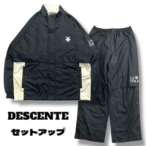 【上下セット】DESCENTE デサント RAIN FORCER レインウェア US GOLF ウインドブレーカー セットアップ スポーツウェア ブラック 