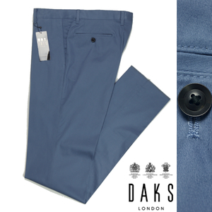 【未使用・訳有】定価3.1万ダックス DAKS LONDON《英国王室御用達》マイクロカルゼ 春夏ストレッチ スラックスパンツ 85 ダルブルー日本製