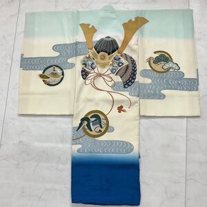 ◆kimono+one◆美品◆産着◆お宮参り◆襦袢付き◆五つ紋◆紫好◆七五三◆３歳用◆男の子着物◆七五三お詣り男の子着物お正月卒業式Y13