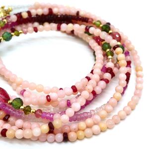 1円〜!!豪華!!《天然トルマリン/天然ルビー/天然オパールネックレス》J 約24.9g 約51.5cm tourmaline necklace jewelry DB0/DC0 E5