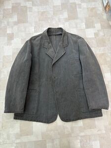 French vintage black chambray work jacket フレンチ　ヴィンテージ ブラックシャンブレー ラペル ワーク ジャケット 