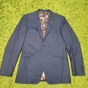 XL ポールスミス ロンドン paul smith LONDON ジャケット JACKET 紺 ストライプ 花柄 スーツ シングル テーラードジャケット ブレザー K20J