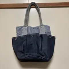 DENIM LABO  デニム地　トートバッグ　ポケット多め