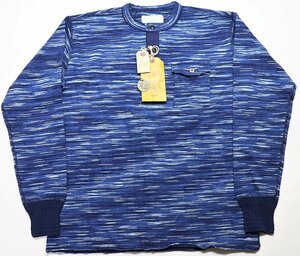 SugarCane (シュガーケーン) Indigo Border L/S Henley Neck Tee / インディゴボーダー ヘンリーネックTシャツ sc67817 未使用品 size XL