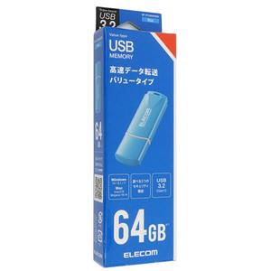 【ゆうパケット対応】ELECOM エレコム キャップ式USB3.2 Gen1メモリ MF-HTU3B064GBU 64GB ブルー [管理:1000014427]